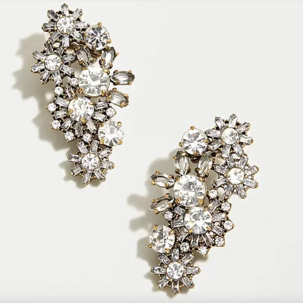 J.Crew "Crystal Snowflake Climber Earrings" - Picture 2 of 6